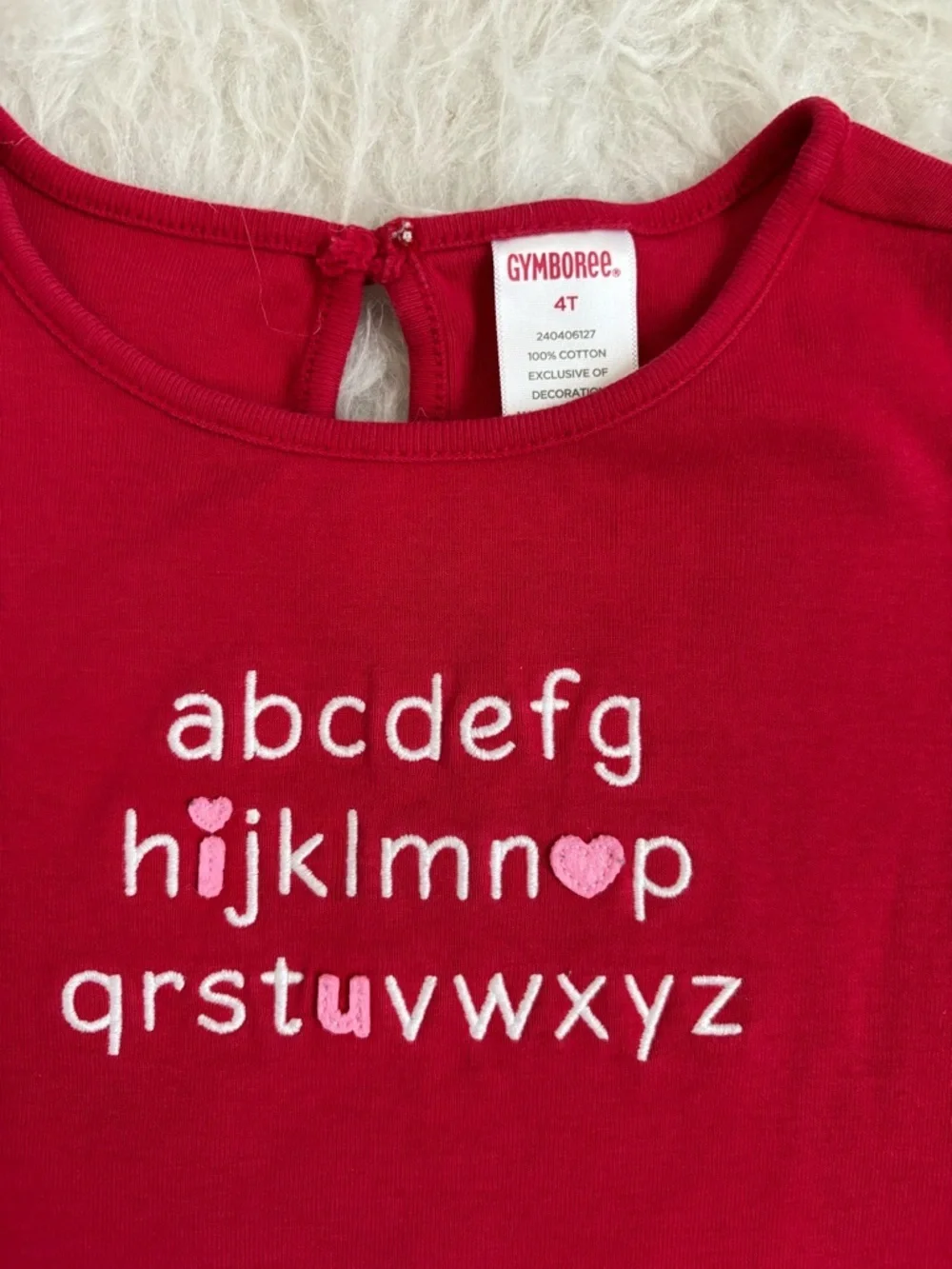 Gymboree Girls Sweet Red Alphabet Heart Short Sleeve Tee